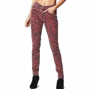 Carmar red leopard print jeans size 27